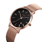 SKMEI 1530 Fashion Europe And America Simple Business Women Wristwatch Elegant Thin Female Student Quartz Watch(Rose Gold)