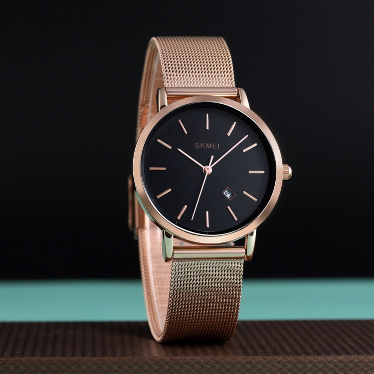 SKMEI 1530 Fashion Europe And America Simple Business Women Wristwatch Elegant Thin Female Student Quartz Watch(Rose Gold)