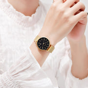 SKMEI 1530 Fashion Europe And America Simple Business Women Wristwatch Elegant Thin Female Student Quartz Watch(Gold)