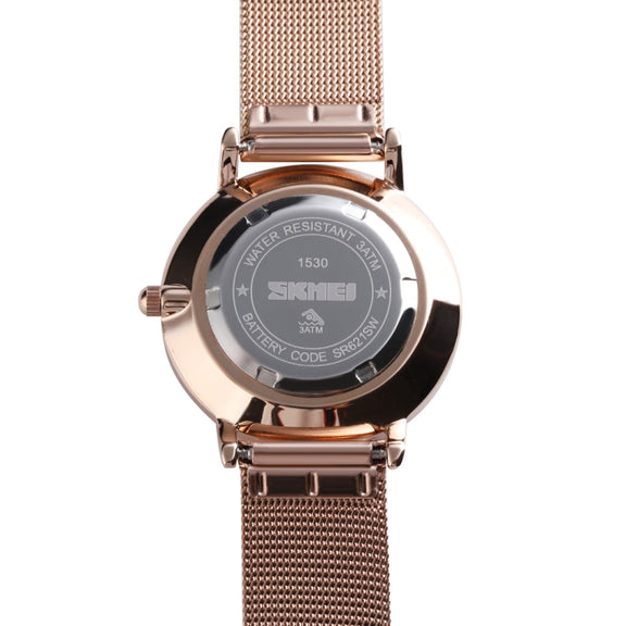 SKMEI 1530 Fashion Europe And America Simple Business Women Wristwatch Elegant Thin Female Student Quartz Watch(Gold)