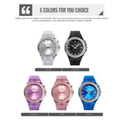 SkMEI 1553 Women LED Color Light Transparent Water-resistant Watch Inlaid With Water Drill(Silvery)