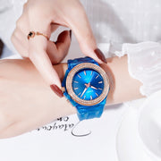 SkMEI 1553 Women LED Color Light Transparent Water-resistant Watch Inlaid With Water Drill(Blue)
