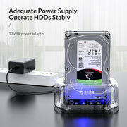 ORICO 6239C3 2.5/3.5inch 2 Bay Transparent Type-C Hard Drive Dock