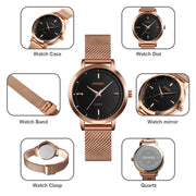 SKMEI 1528 Simple Fashion Lady Watch Casual Netting Scale(Black)