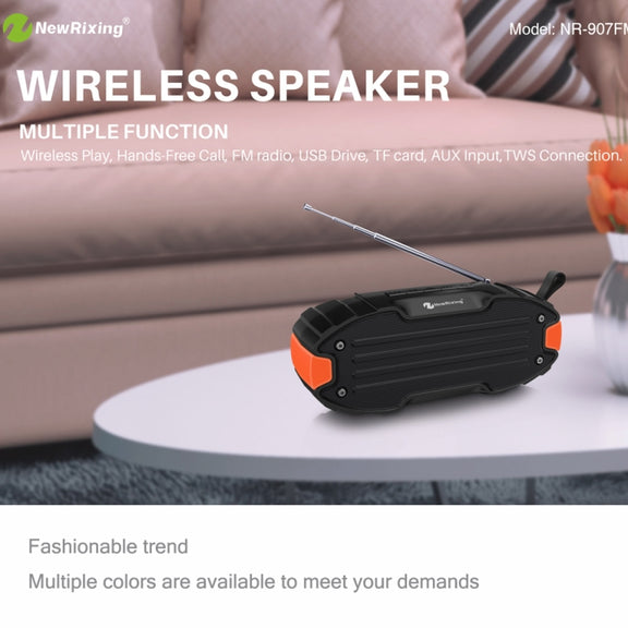 New Rixing NR907 Portable Stereo Surround Soundbar Bluetooth Speaker with Microphone, Support TF Card FM(Yellow)