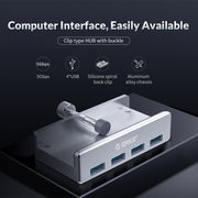 ORICO  MH4PU-P Aluminum Alloy 4 Ports USB3.0 Clip-type HUB(Silver)