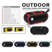 New Rixing NR5016 Wireless Portable Bluetooth Speaker Stereo Sound 10W System Music Subwoofer Column, Support TF Card, FM(Red)