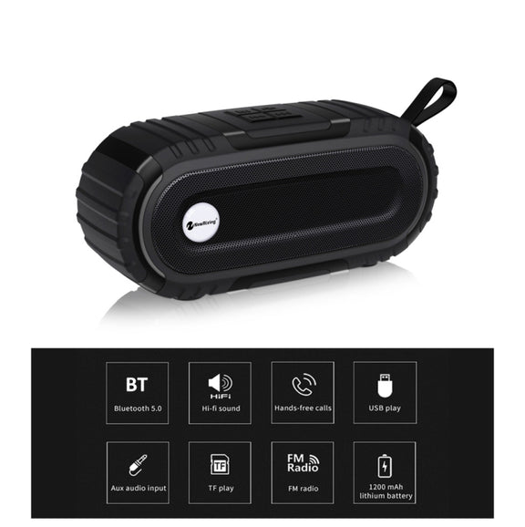 New Rixing NR5016 Wireless Portable Bluetooth Speaker Stereo Sound 10W System Music Subwoofer Column, Support TF Card, FM(Red)