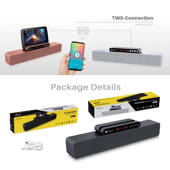 Newrixing NR-5017 LED Bluetooth Portable Speaker TWS Connection Loudspeaker Sound System 10W Stereo Surround Speaker(Silver)