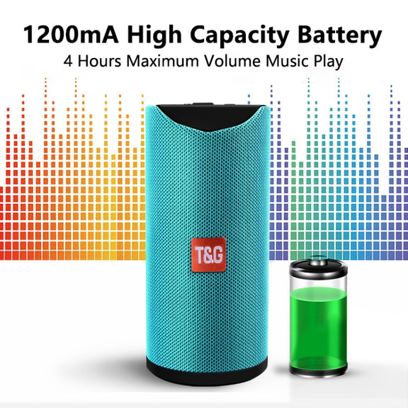T&G TG113 Portable Bluetooth Speakers Water-resistant Stereo Outdoor Loudspeaker MP3 Bass Sound Box with FM Radio(Black)
