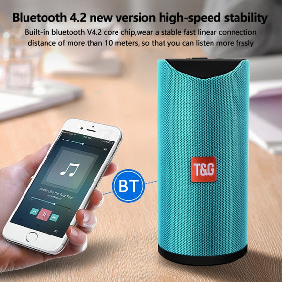 T&G TG113 Portable Bluetooth Speakers Water-resistant Stereo Outdoor Loudspeaker MP3 Bass Sound Box with FM Radio(Black)