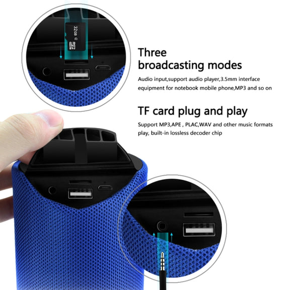 T&G TG113 Portable Bluetooth Speakers Water-resistant Stereo Outdoor Loudspeaker MP3 Bass Sound Box with FM Radio(Black)