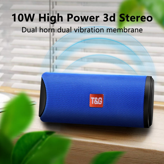 T&G TG113 Portable Bluetooth Speakers Water-resistant Stereo Outdoor Loudspeaker MP3 Bass Sound Box with FM Radio(Blue)