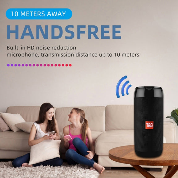 T&G TG113C Column Portable Bluetooth Mini Speaker FM Radio Water-resistant Subwoofer Phone Holder Wireless Loundpeakers(Blue)