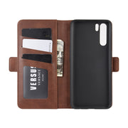 For OPPO A91 Dual-side Magnetic Buckle Horizontal Flip PU Leather Case with Holder & Card Slots & Wallet(Brown)