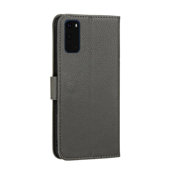 For Galaxy S20+ Litchi Texture Feather Embossing Horizontal Flip PU Leather Case with Holder & Card Slots & Wallet & Photo Frame & Lanyard(Grey)