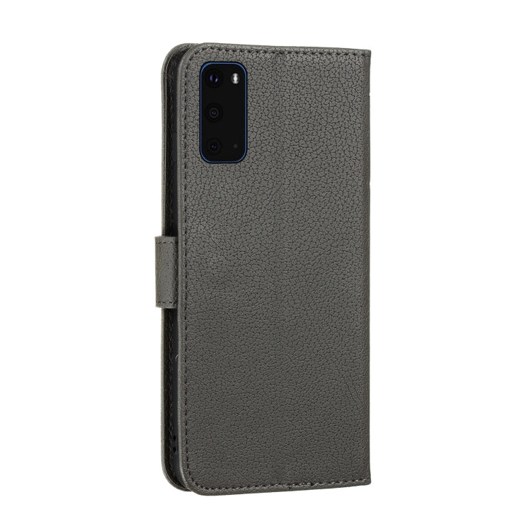 For Galaxy S20+ Litchi Texture Feather Embossing Horizontal Flip PU Leather Case with Holder & Card Slots & Wallet & Photo Frame & Lanyard(Grey)