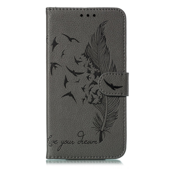 For Galaxy S20+ Litchi Texture Feather Embossing Horizontal Flip PU Leather Case with Holder & Card Slots & Wallet & Photo Frame & Lanyard(Grey)