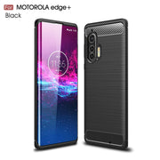For Motorola Moto Edge Plus 2020 Brushed Texture Carbon Fiber TPU Case(Black)