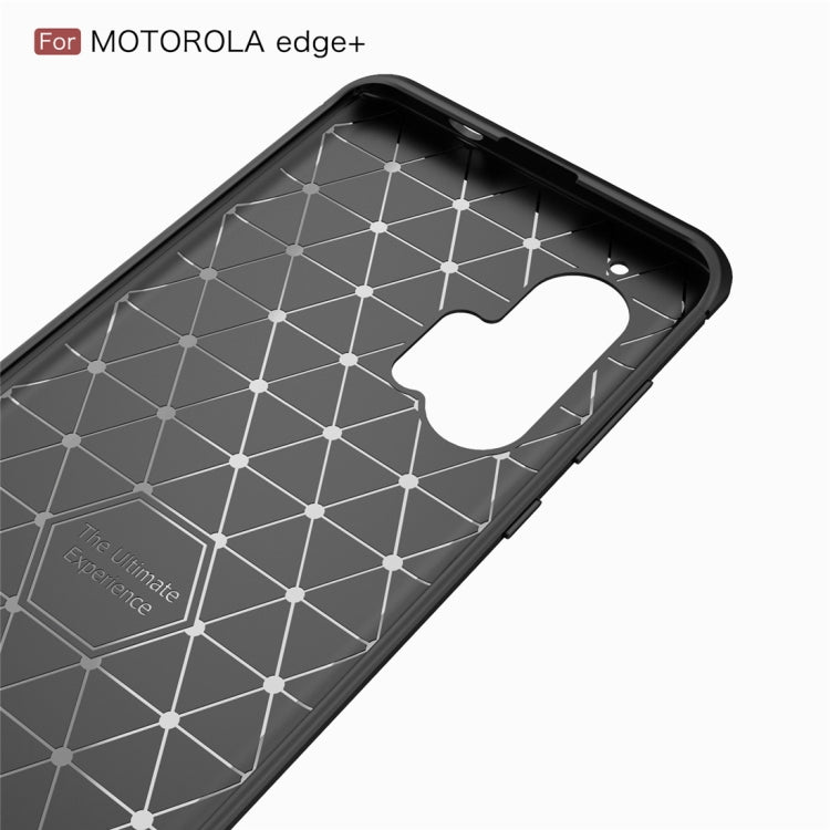 For Motorola Moto Edge Plus Brushed Texture Carbon Fiber TPU Case(Navy Blue)