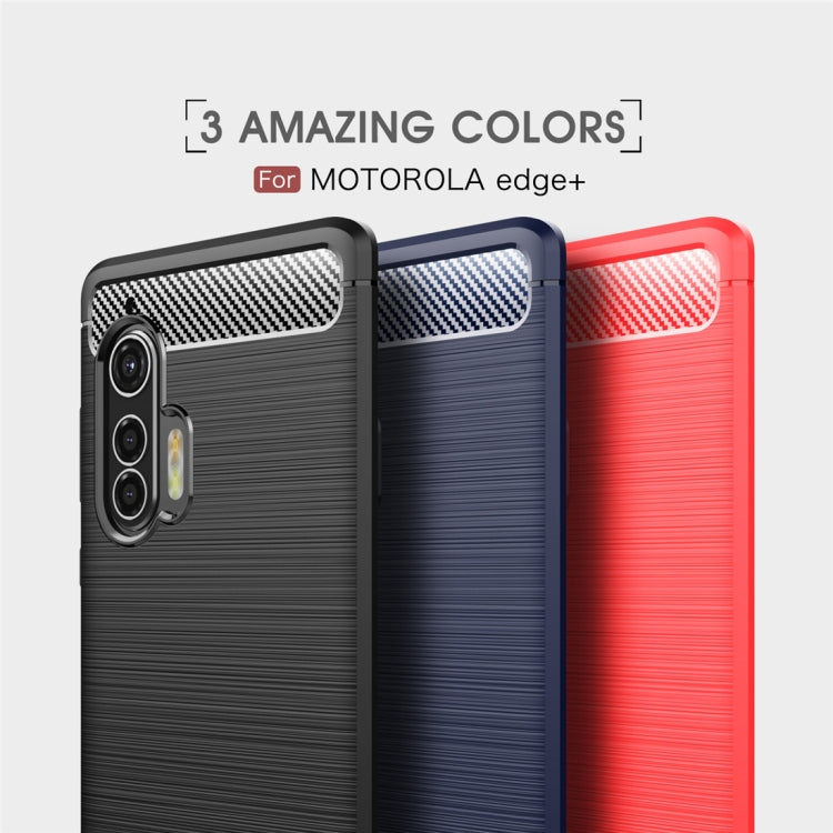 For Motorola Moto Edge Plus Brushed Texture Carbon Fiber TPU Case(Navy Blue) - Motorola Cases by PMC TechLife | Online Shopping South Africa | PMC TechLife