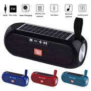 T&G TG182 Portable Column Wireless Stereo Music Box Solar Power water-resistant USB AUX FM radio super bass(Blue)