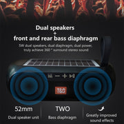 T&G TG182 Portable Column Wireless Stereo Music Box Solar Power water-resistant USB AUX FM radio super bass(Blue)