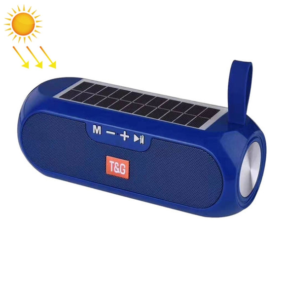 T&G TG182 Portable Column Wireless Stereo Music Box Solar Power water-resistant USB AUX FM radio super bass(Blue)