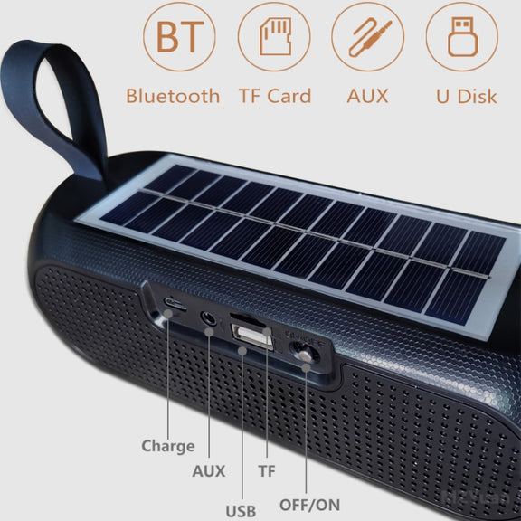 T&G TG182 Portable Column Wireless Stereo Music Box Solar Power water-resistant USB AUX FM radio super bass(Red)