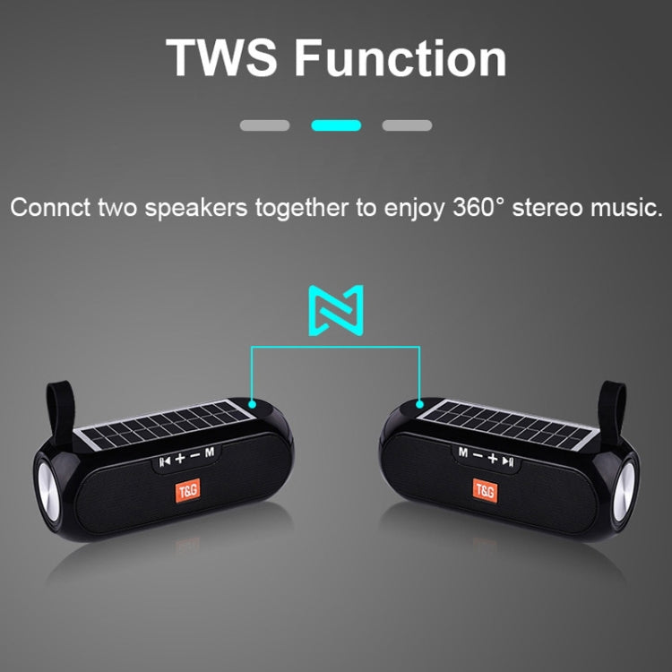 T&G TG182 Portable Column Wireless Stereo Music Box Solar Power water-resistant USB AUX FM radio super bass(Red)