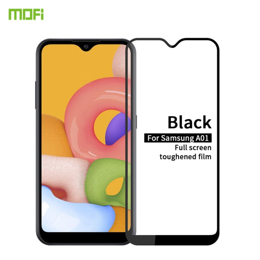 For Galaxy A01 MOFI 9H 2.5D Full Screen Tempered Glass Film(Black) - Galaxy Tempered Glass by MOFI | Online Shopping South Africa | PMC Jewellery | Buy Now Pay Later Mobicred