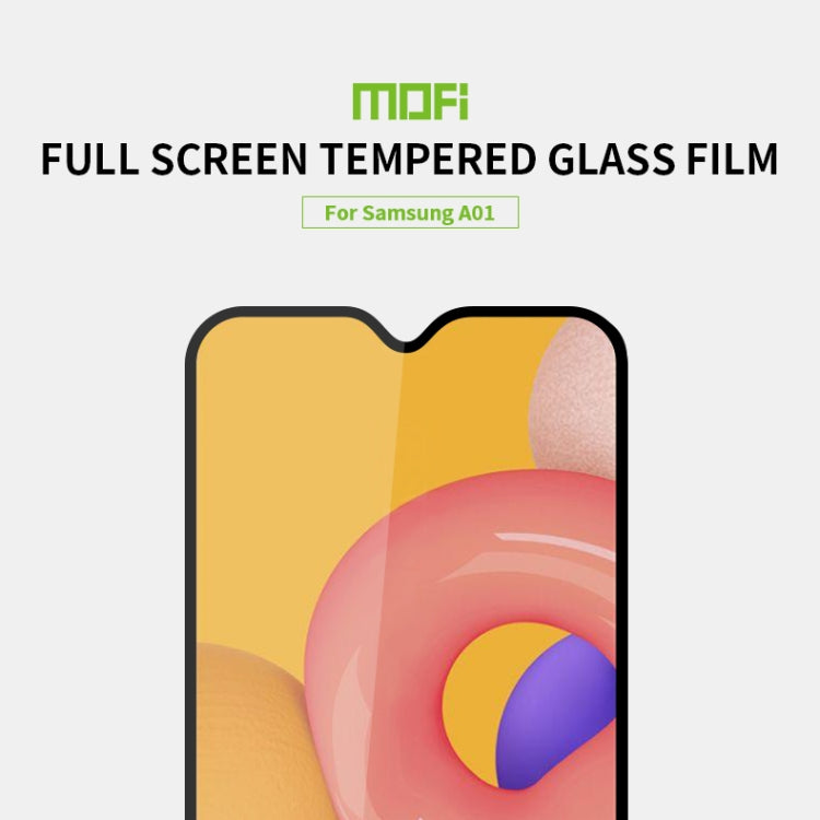 For Galaxy A01 MOFI 9H 2.5D Full Screen Tempered Glass Film(Black) - Galaxy Tempered Glass by MOFI | Online Shopping South Africa | PMC Jewellery | Buy Now Pay Later Mobicred