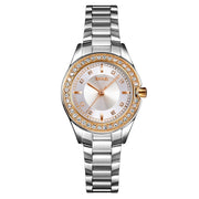 SKMEI 1534 elegant water-resistant quartz steel band watch with diamond inlay(Silver  Gold)