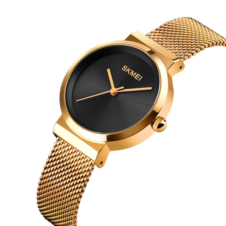 Skmei 1595 Fashion Elegant Scale Free Steel Mesh Belt Women's Watch Water-resistant Business Student Quartz Watch Female(Gold)