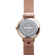 Skmei 1595 Fashion Elegant Scale Free Steel Mesh Belt Women's Watch Water-resistant Business Student Quartz Watch Female(Gold)