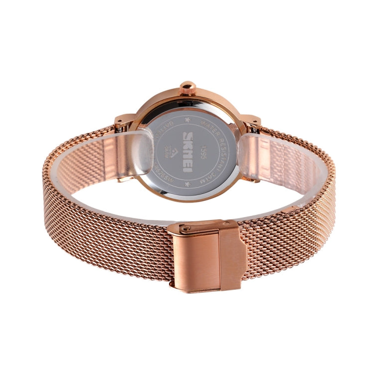 Skmei 1595 Fashion Elegant Scale Free Steel Mesh Belt Women's Watch Waterproof Business Student Quartz Watch Female(Gold) - free shipping - PMC TechLife - Order now!