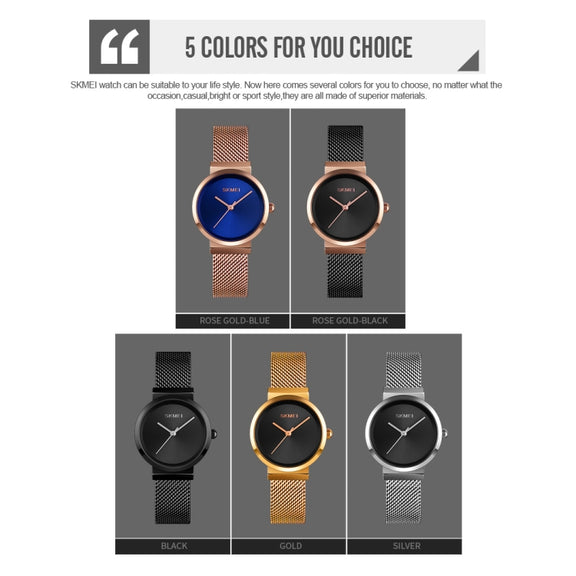 Skmei 1595 Fashion Elegant Scale Free Steel Mesh Belt Women's Watch Water-resistant Business Student Quartz Watch Female(Silver)