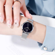 Skmei 1595 Fashion Elegant Scale Free Steel Mesh Belt Women's Watch Water-resistant Business Student Quartz Watch Female(Silver)
