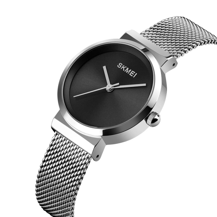 Skmei 1595 Fashion Elegant Scale Free Steel Mesh Belt Women's Watch Water-resistant Business Student Quartz Watch Female(Silver)