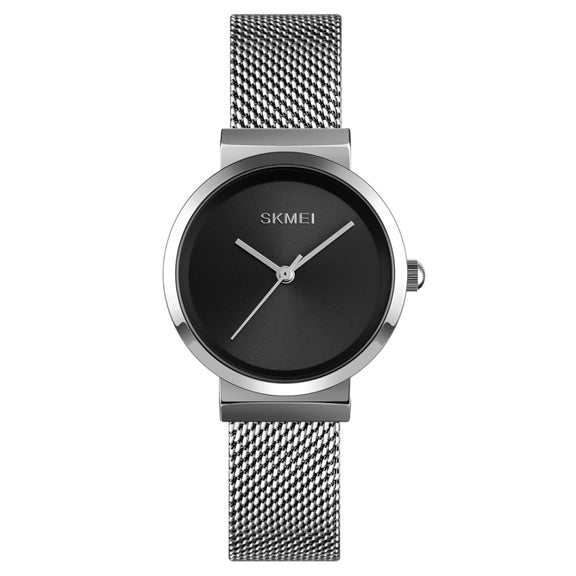 Skmei 1595 Fashion Elegant Scale Free Steel Mesh Belt Women's Watch Water-resistant Business Student Quartz Watch Female(Silver)
