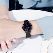 Skmei 1595 Fashion Elegant Scale Free Steel Mesh Belt Women's Watch Water-resistant Business Student Quartz Watch Female(Black)