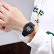 Skmei 1608 Multi-Function Student Electronic Watch Water-resistant Timing Silicone Sports Watch(Black)