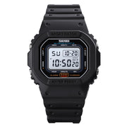 Skmei 1608 Multi-Function Student Electronic Watch Water-resistant Timing Silicone Sports Watch(Black)