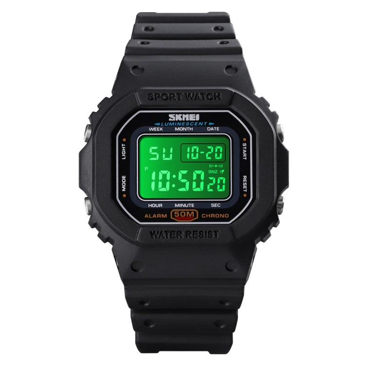 Skmei 1608 Multi-Function Student Electronic Watch Water-resistant Timing Silicone Sports Watch(Black)