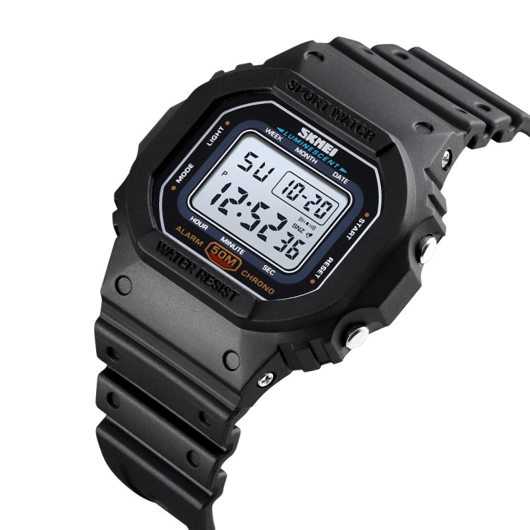 Skmei 1608 Multi-Function Student Electronic Watch Water-resistant Timing Silicone Sports Watch(Black)