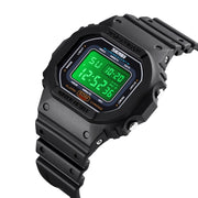 Skmei 1608 Multi-Function Student Electronic Watch Water-resistant Timing Silicone Sports Watch(Black)