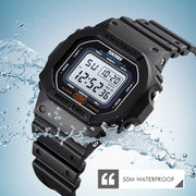 Skmei 1608 Multi-Function Student Electronic Watch Water-resistant Timing Silicone Sports Watch(Black)