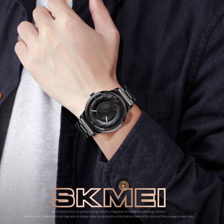 Skmei 9210 Fashion Trend Mens Business Wristwatch Simple Three-Dimensional Surface Water-resistant Gold Quartz Watch Man(Gold)