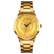 Skmei 9210 Fashion Trend Mens Business Wristwatch Simple Three-Dimensional Surface Water-resistant Gold Quartz Watch Man(Gold)