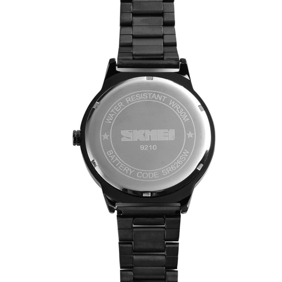 Skmei 9210 Fashion Trend Mens Business Wristwatch Simple Three-Dimensional Surface Water-resistant Gold Quartz Watch Man(Gold)